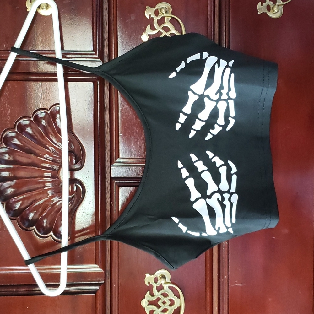 skeleton hands crop tank